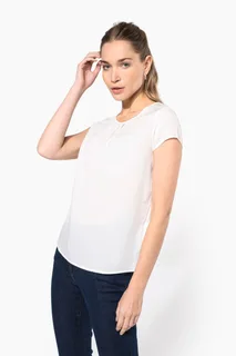 Kariban Damesblouse in crêpe met korte mouwen – foto 3