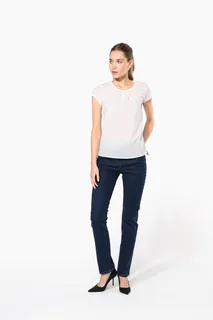 Kariban Damesblouse in crêpe met korte mouwen – foto 4