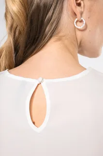 Kariban Damesblouse in crêpe met korte mouwen – foto 5