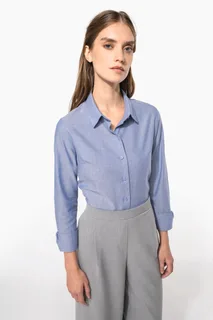 Kariban Dames Oxford blouse lange mouwen – foto 1