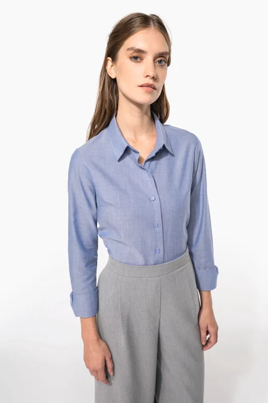 Kariban Dames Oxford blouse lange mouwen