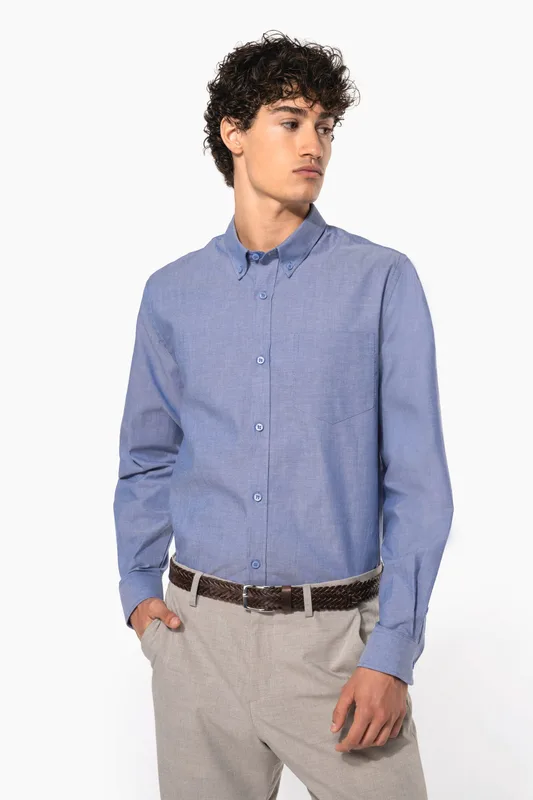 Kariban Heren Oxford overhemd lange mouwen
