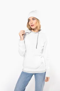 Kariban Damessweater met capuchon in contrasterende kleur – foto 1