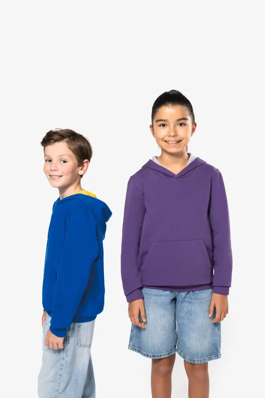 Kariban Kinder Sweater met gecontrasteerde capuchon