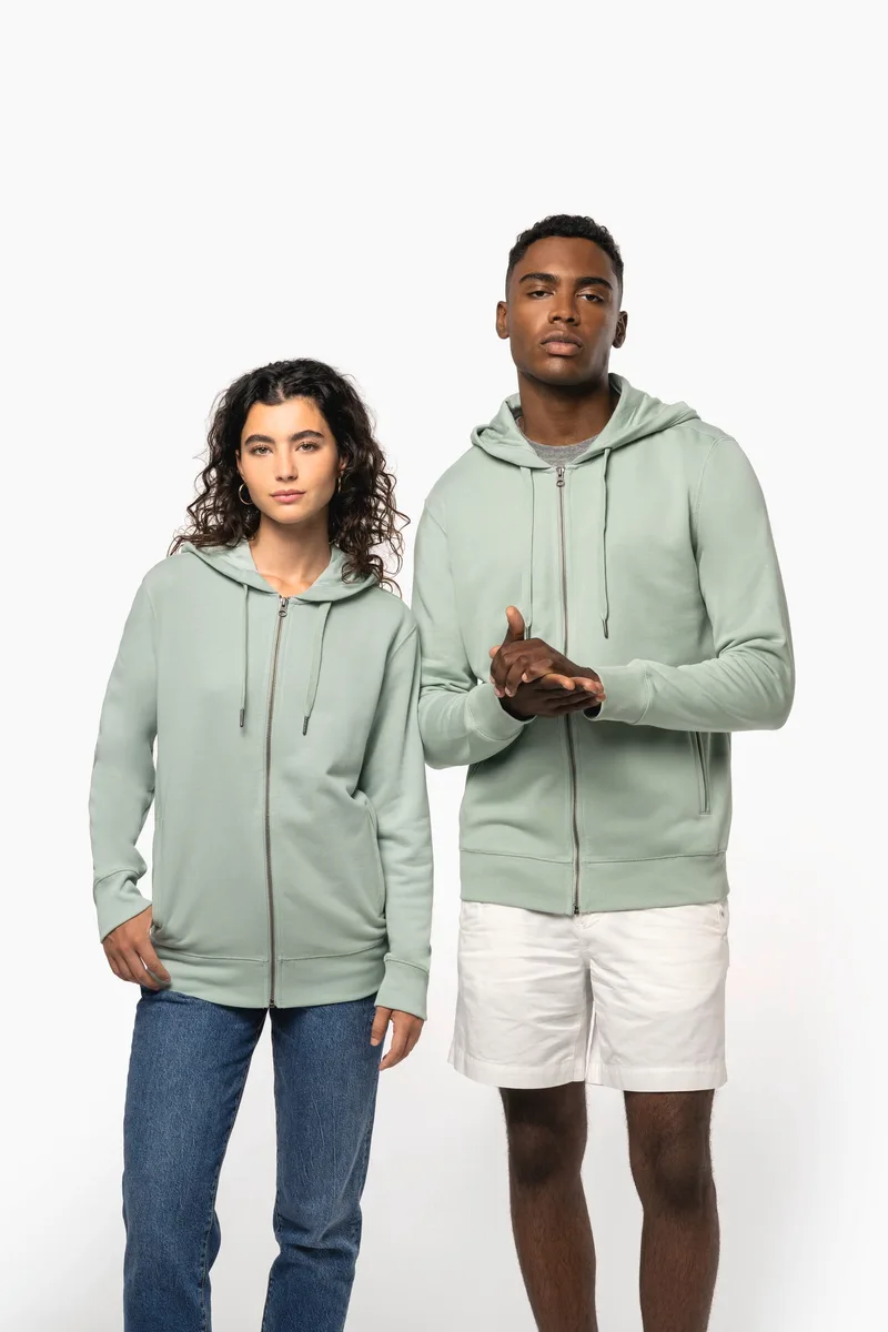Kariban Unisex eco-friendly French Terry zipped hooded sweatshirt – te bedrukken met jouw logo of tekst