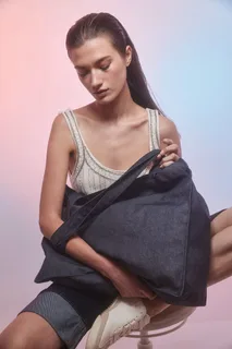 Kimood Grote shopper van denim – foto 3