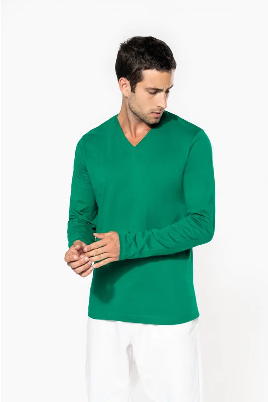 Kariban T-shirt V-hals lange mouwen