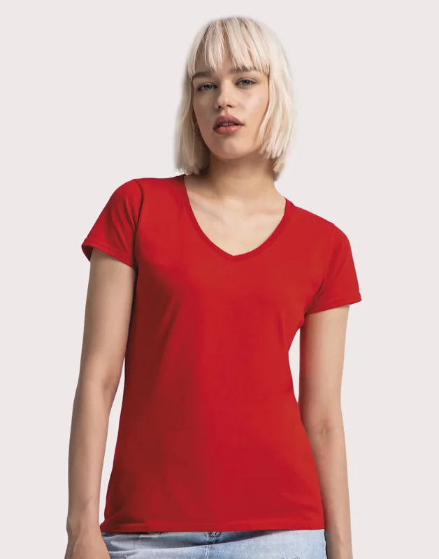 Fruit of the Loom Iconic 150 dames T-shirt met V-hals