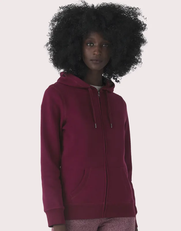 B&C QUEEN dames hoodie met rits