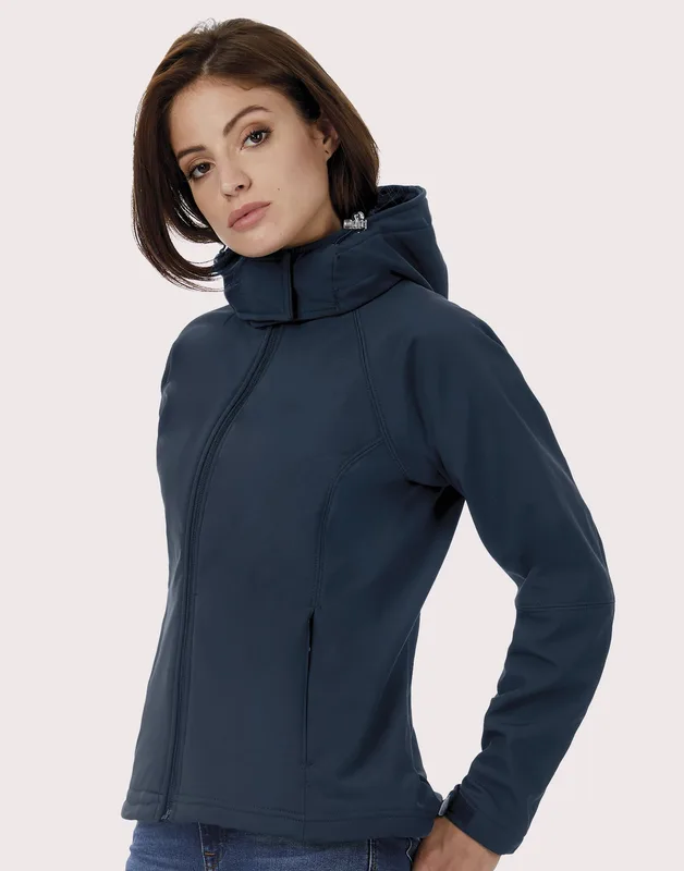 B&C Dames softshell jack met capuchon