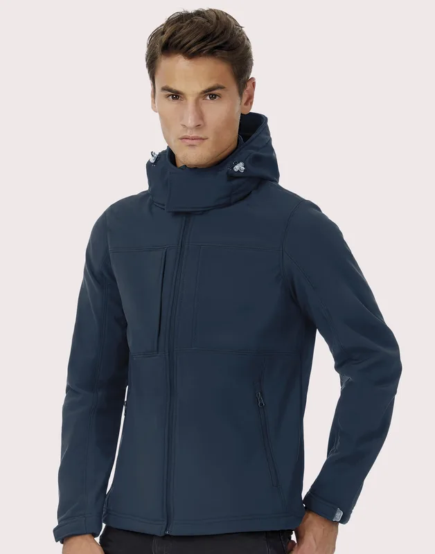 B&C Heren softshell jack met capuchon