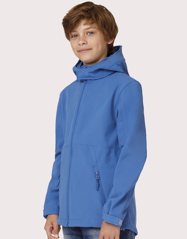 B&C Kinder softshell jack met capuchon