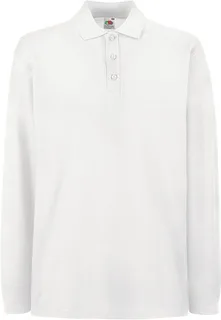 Fruit of the Loom Premium polo met lange mouwen in White, voorkant