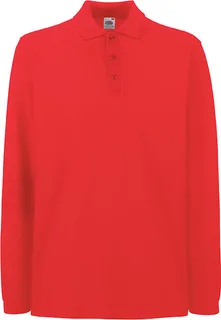 Fruit of the Loom Premium polo met lange mouwen in Red, voorkant