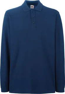 Fruit of the Loom Premium polo met lange mouwen in Navy, voorkant