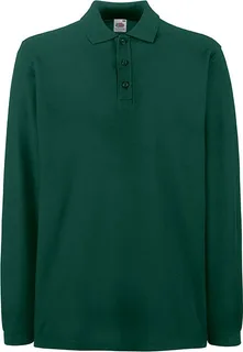 Fruit of the Loom Premium polo met lange mouwen in Forest Green, voorkant