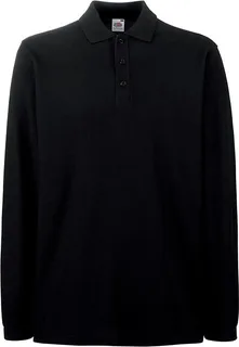 Fruit of the Loom Premium polo met lange mouwen in Black, voorkant
