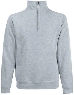 Fruit of the Loom Premium sweater with zip neck in Heather Grey, voorkant