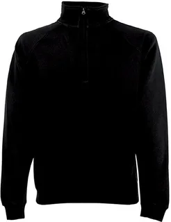 Fruit of the Loom Premium sweater with zip neck in Black, voorkant