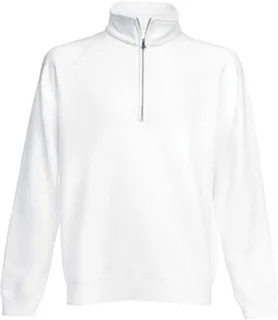 Fruit of the Loom Premium sweater with zip neck in White, voorkant