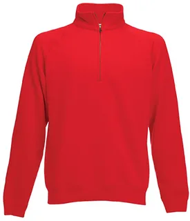 Fruit of the Loom Premium sweater with zip neck in Red, voorkant