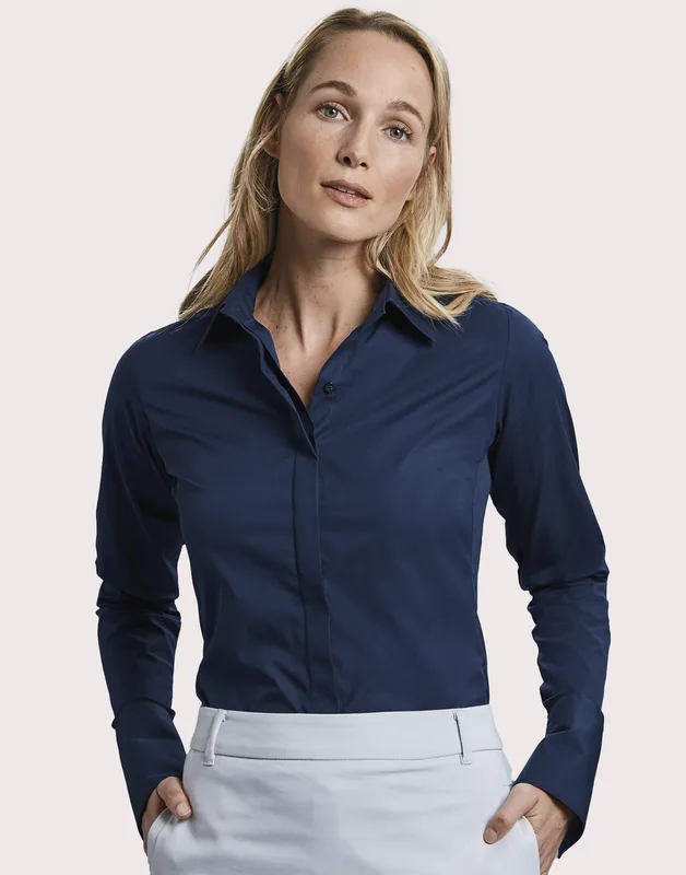 Russell Collection Women's long-sleeved stretch blouse