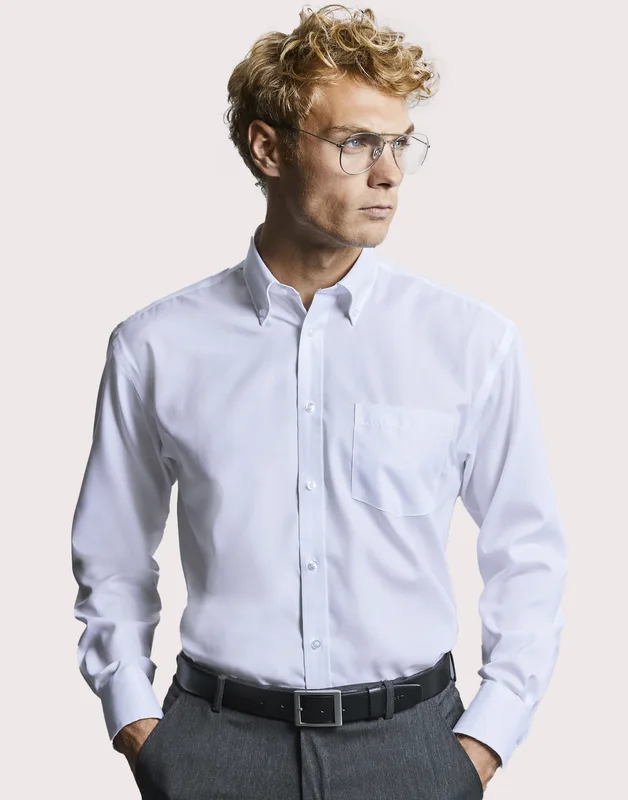 Russell Collection Men's long-sleeved non-iron shirt