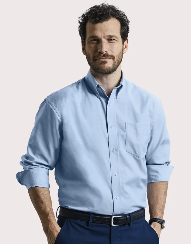 Russell Collection Men's long-sleeved Oxford shirt, easy-care