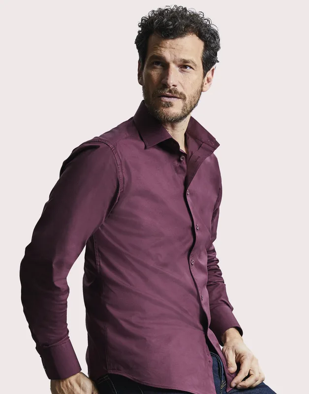 Russell Collection Men's tailored long-sleeved shirt, easy-care