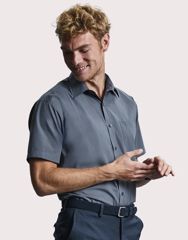 Russell Collection Men's short-sleeved poplin shirt