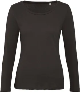 B&C Inspire dames T-shirt met lange mouwen, biologisch katoen in Black, voorkant