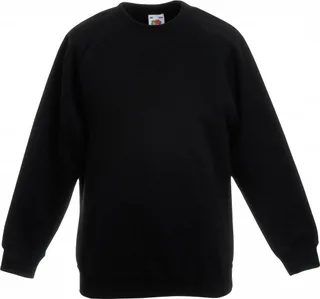 Fruit of the Loom Kinder raglan sweater in Black, voorkant
