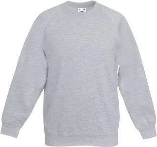 Fruit of the Loom Kinder raglan sweater in Heather Grey, voorkant