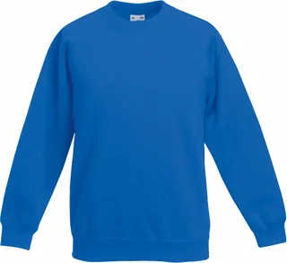 Fruit of the Loom Kinder raglan sweater in Royal Blue, voorkant